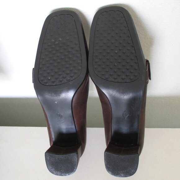 Aerosoles "Two Time" Womens Brown Leather Stacked Heel Loafer - Size 8.5M - Picture 10 of 10